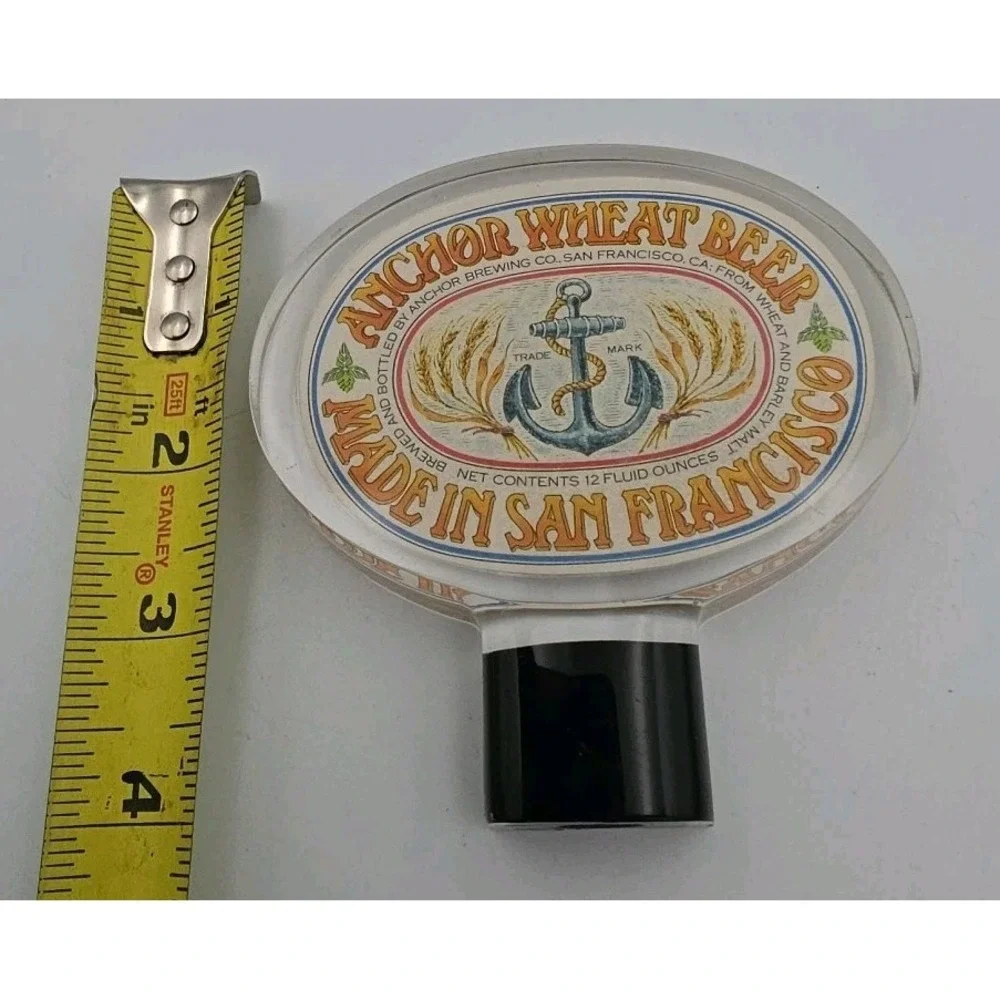 Vintage Anchor Wheat Beer Tap Handle San Francisco Anchor Brewing Co Lucite Oval